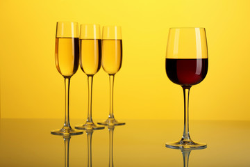 Glasses with wine