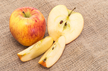 Apples on a textile background