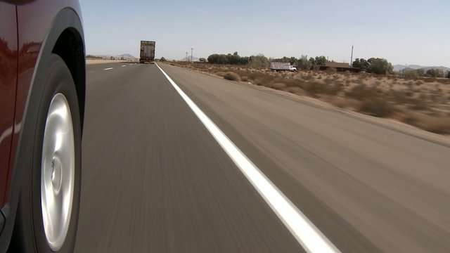 Driving Shot on a Highway through the dessert