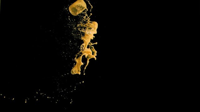 Orange juice thrown in super slow motion