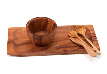 Handmade wooden kitchen dishes