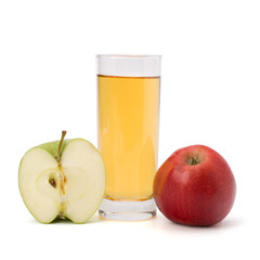 apple juice in glass and apple