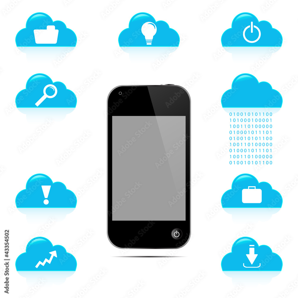 Wall mural Cell phone graphic with cloud icon