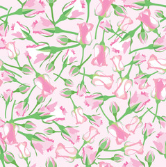 seamless pattern with pink and lilac roses on white, Print