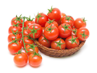 cherry tomatoes on a white background close-up