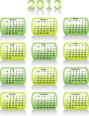 vector calendar 2013 in light green color