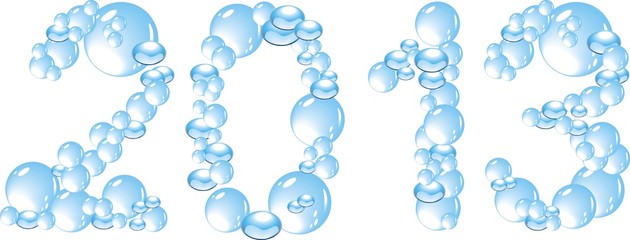 water bubbles letters 2013 isolated on white