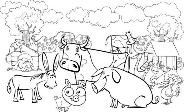 farm animals for coloring book