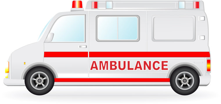 ambulance car silhouette on white background