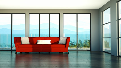 Wohndesign - rotes Sofa