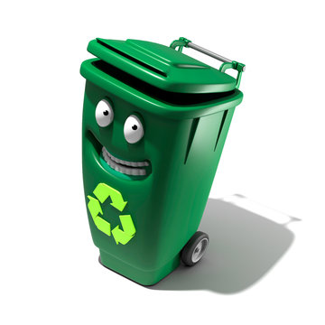 Poubelle recyclage mascotte