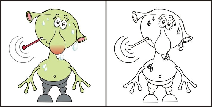 little alien (flu) - children's coloring book
