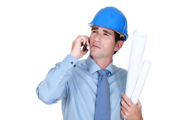 Architect making call on cellphone