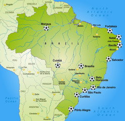 Fussballkarte von Brasilien mit Umgebung