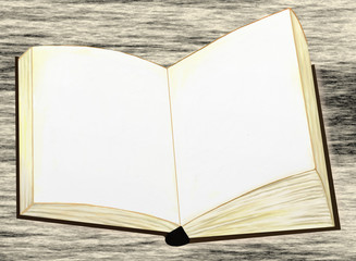 Opened Pages of a Blank Book on Gray Table