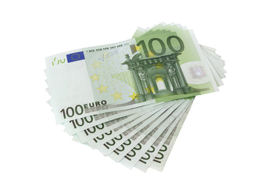 100 Euro banknotes, isolated