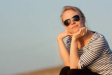 A girl in glasses