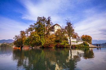 Fototapeta na wymiar Bled with lake, Slovenia, Europe