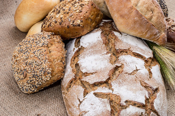 Heap of bread with wheat