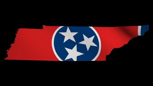 Tennessee map with fluttering flag animation