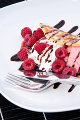 Homemade Raspberry Ice Cream in a Pan Cake
