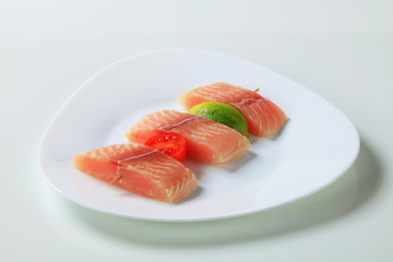 Raw fish skewer