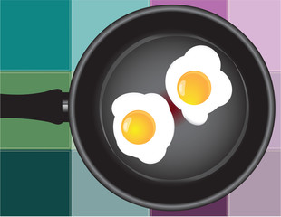 Colored squares  with fried eggs