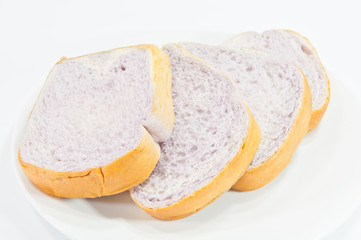 taro sliced bread close up