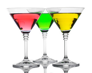 alcoholic cocktails isolated on white