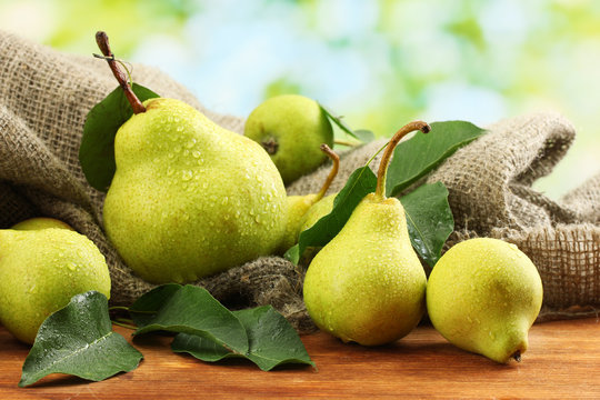 Juicy flavorful pears of nature background