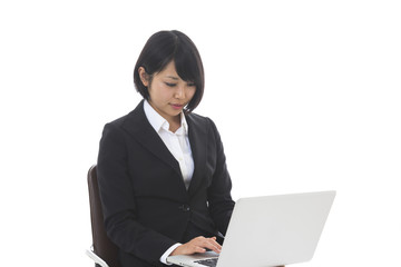 ビジネスウーマン　コンピューター