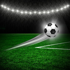 Fototapeta premium Soccer ball on the green field