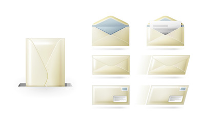 Envelopes (letters, mail) on white background