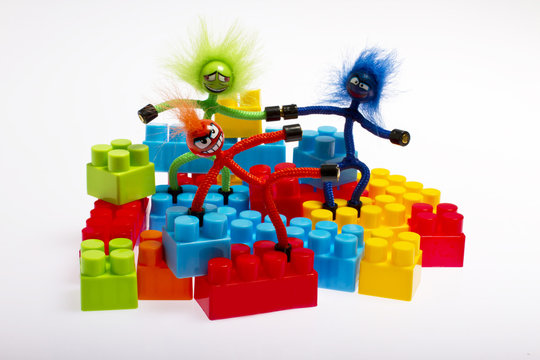 blocks plastic toy blocks with puppet, red, blue, green