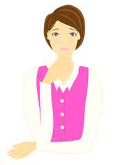 困った表情の女性のイラスト