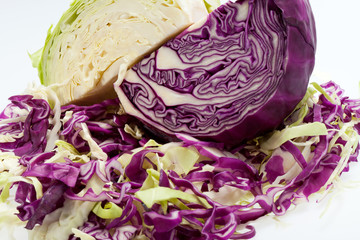 Obraz premium White and Red Cabbage on White Background