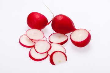 Garden radish on white background
