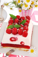 piece of raspberry cake with jelly