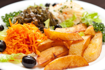 roasted potatoes with vegetables