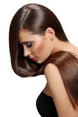 Naklejka premium Beautiful Woman with Healthy Long Hair. High quality image.