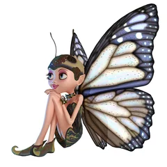 Photo sur Plexiglas Fées et elfes papillon elfe pensant à