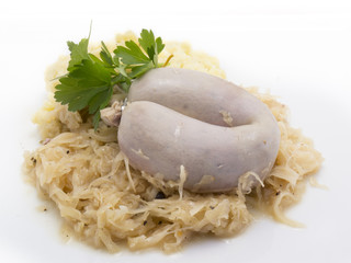 Leberwurst mit Sauerkraut