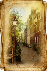 Naklejka premium views of Amsterdam in vintage style, like postcards