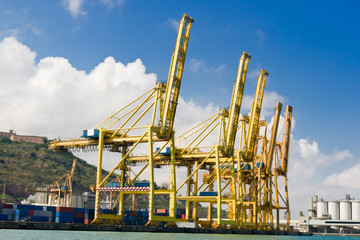 Fototapeta na wymiar Cargo Cranes in Industrial Port