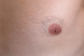 Fototapeta premium Caucasian man left nipple