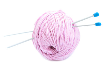 yarn bal with needles