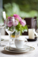 Fototapeta na wymiar luxury cup of coffee set on table