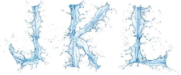 Obraz premium Water splashes letters isolated on white background