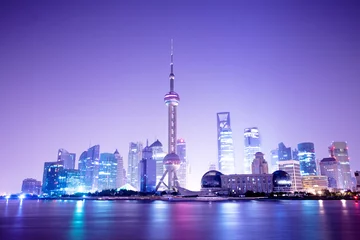 Crédence de cuisine en verre imprimé Shanghai scène de nuit de shanghai