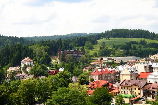 panorama of Krynica with sanatories and pensions